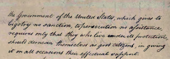 “A la intolerancia no hay sanción, a la persecución no hay ayuda”: George Washington definió a Estados Unidos en su máxima expresión Carta