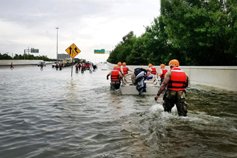 Rescue team in Hurricane Harvey