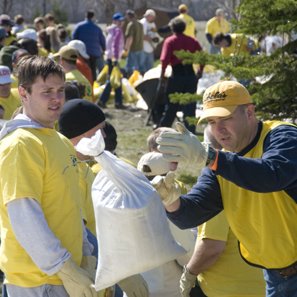 Volunteers working