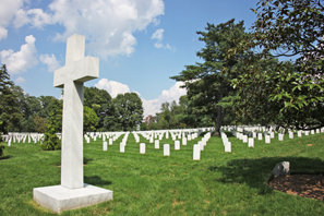 A cross in the Arlington National Cemetery