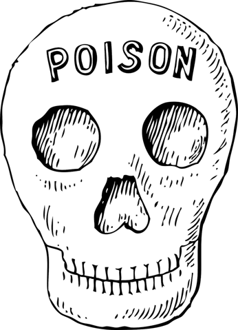 Skull with poisonous written on it