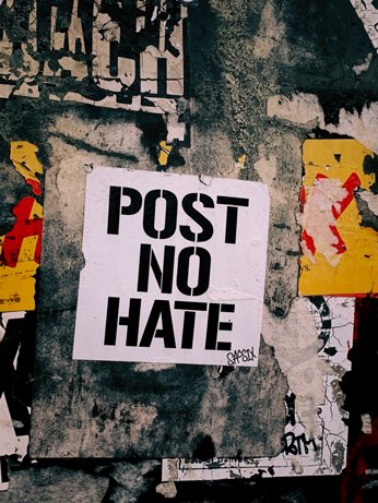 A sign that says post no hate