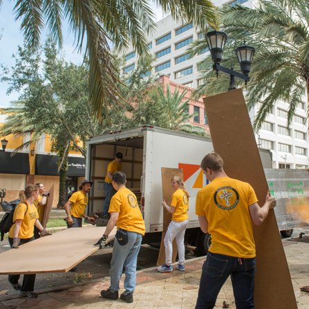 Scientology Volunteer Ministers clean up downtown Clearwater in the wake of Hurricane Irma