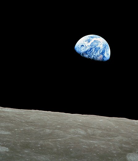A shot of the earth from the moon