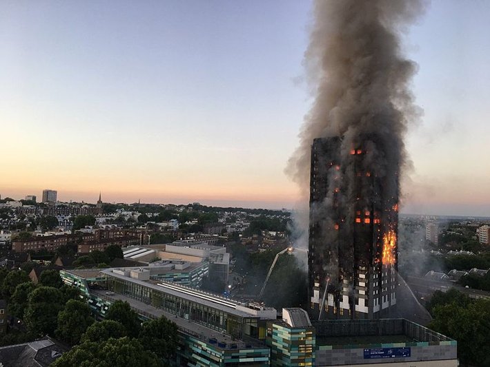 Grenfell Tower in flames