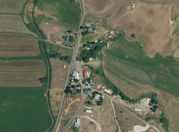 A satellite view of Ola, Idaho, which Michael visited to watch the eclipse.