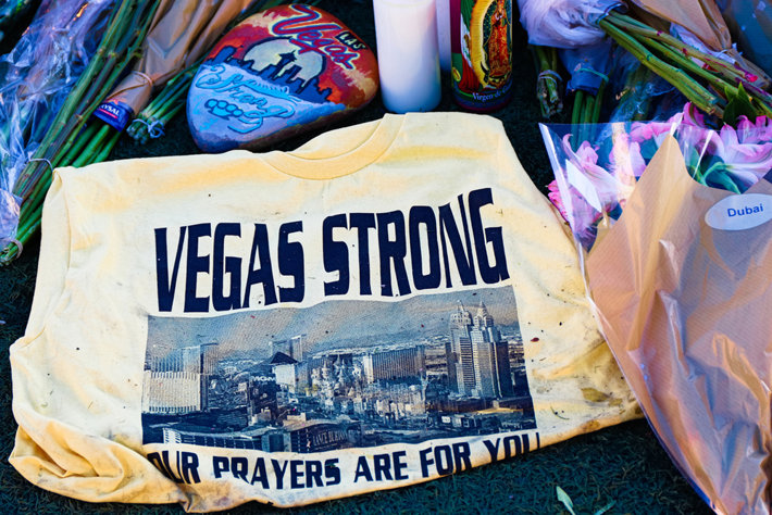 A t-shirt calling for prayers for Las Vegas