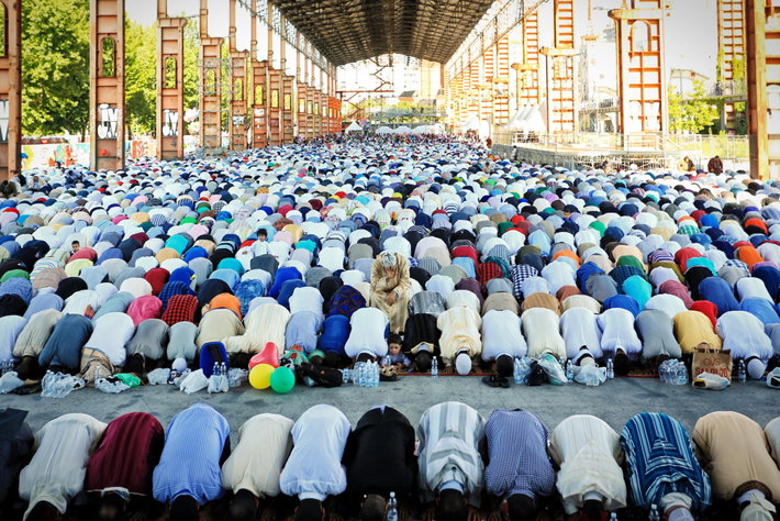 Muslims pray