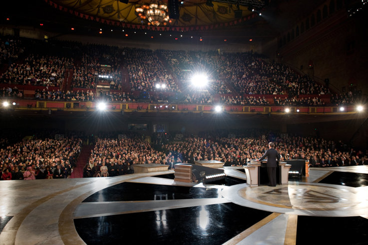 Scientology ecclesiastical leader David Miscavige at the Shrine Auditorium