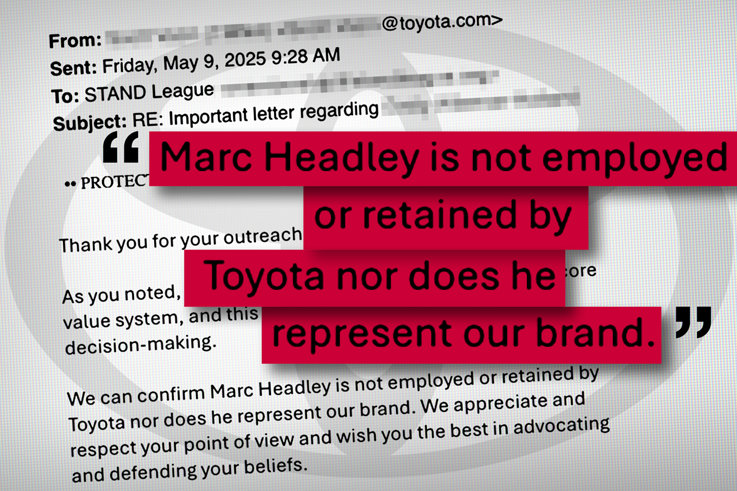Toyota Marc Headley disavowal email
