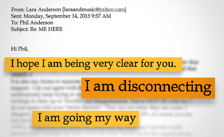 Lara FM disconnection email to her father