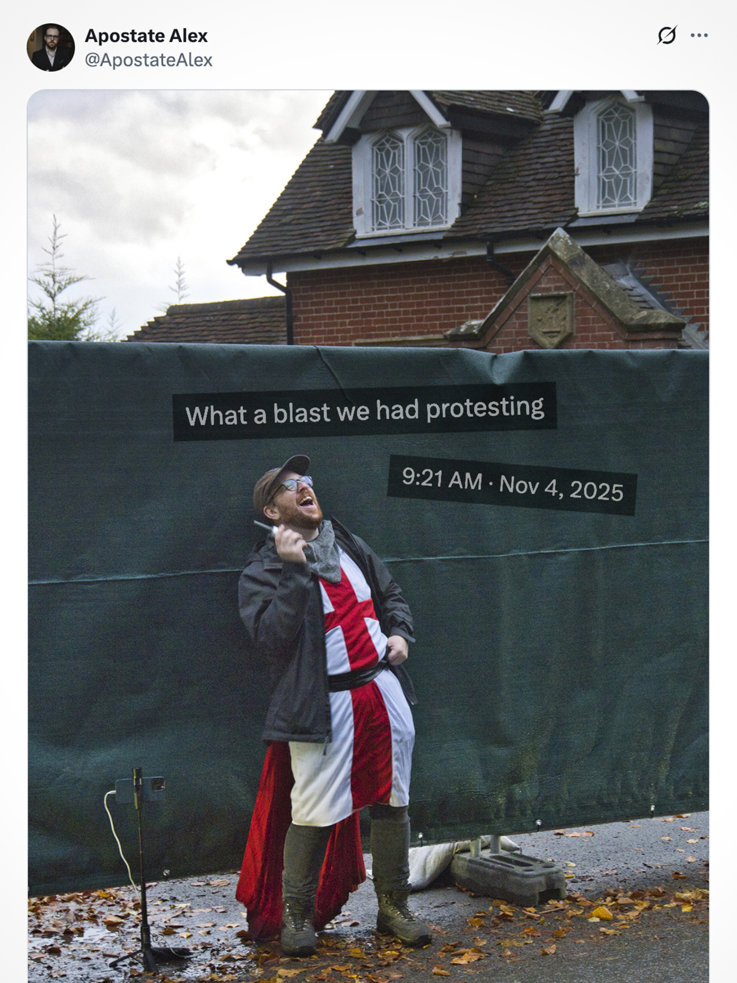 Alex Barnes-Ross screaming like a lunatic in the rain