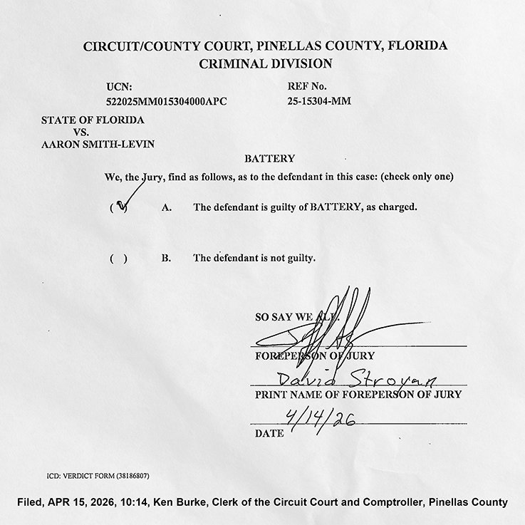 Documento declarado culpable de Aaron Smith-Levin