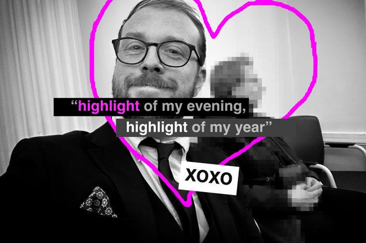 Alex Barnes-Ross stalking with heart around him