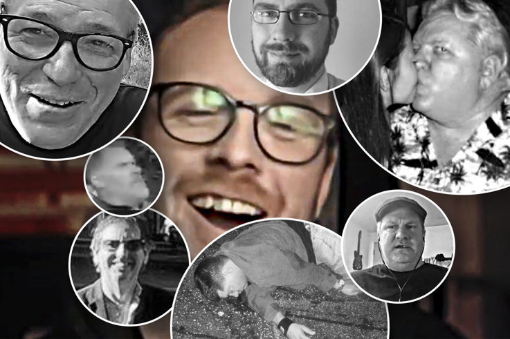 Alex Barnes-Ross surrounded by his criminal friends