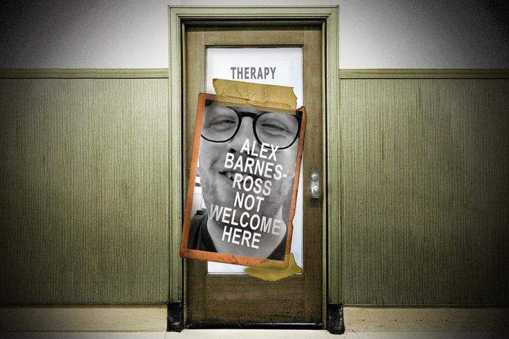 Sign that says Alex Barnes-Ross is not welcome 