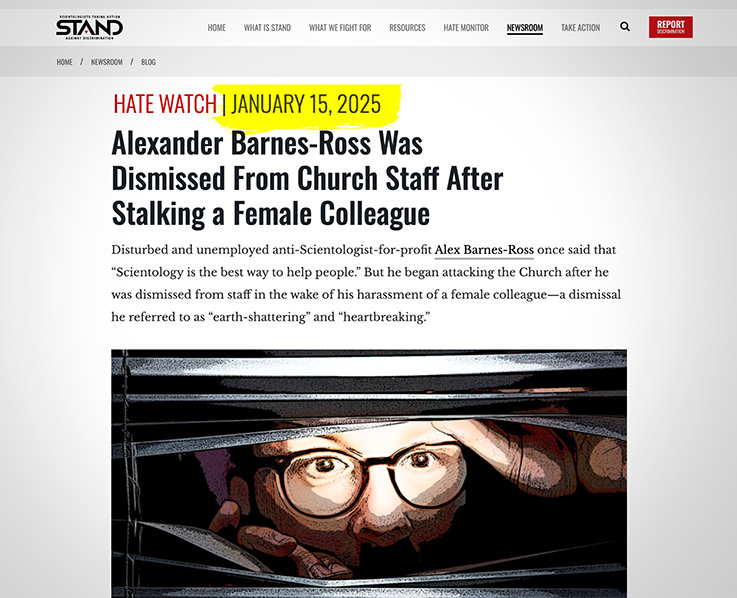 Article published exposing Alex Barnes-Ross' history of stalking and harassment