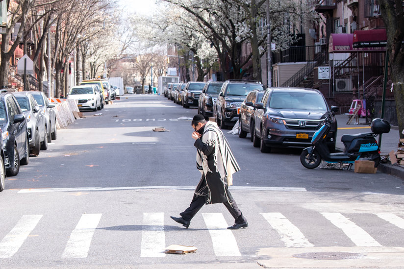 Hasidic Jew crossing street