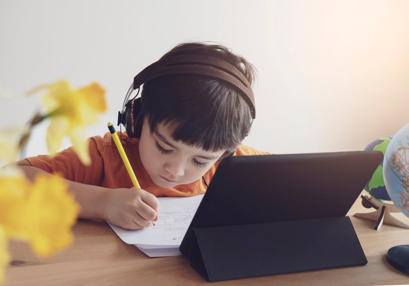 Child studying at home