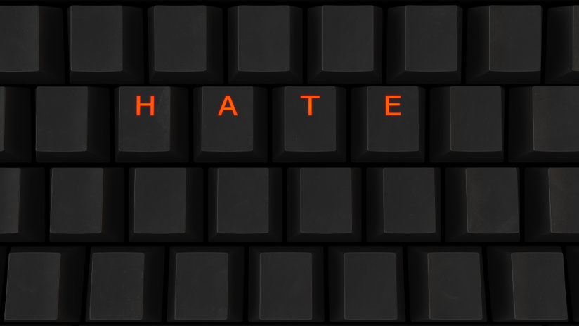 Keyboard with hate on it