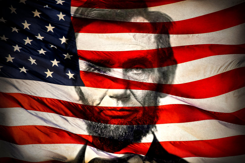 Abraham Lincoln and American flag