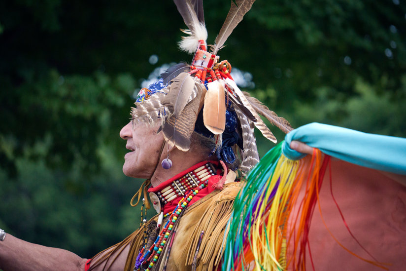 Native American man in headdress