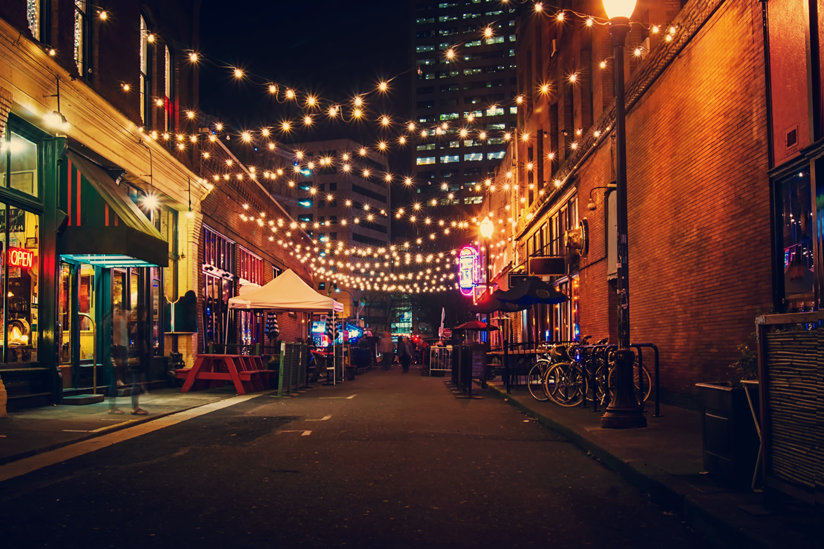 Street with festive lights