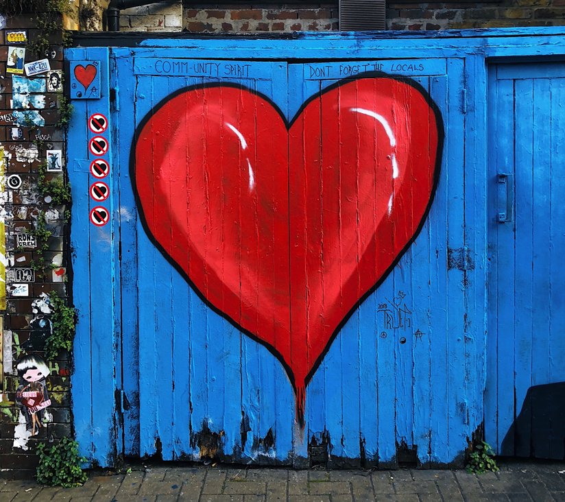 A heart painted on a door