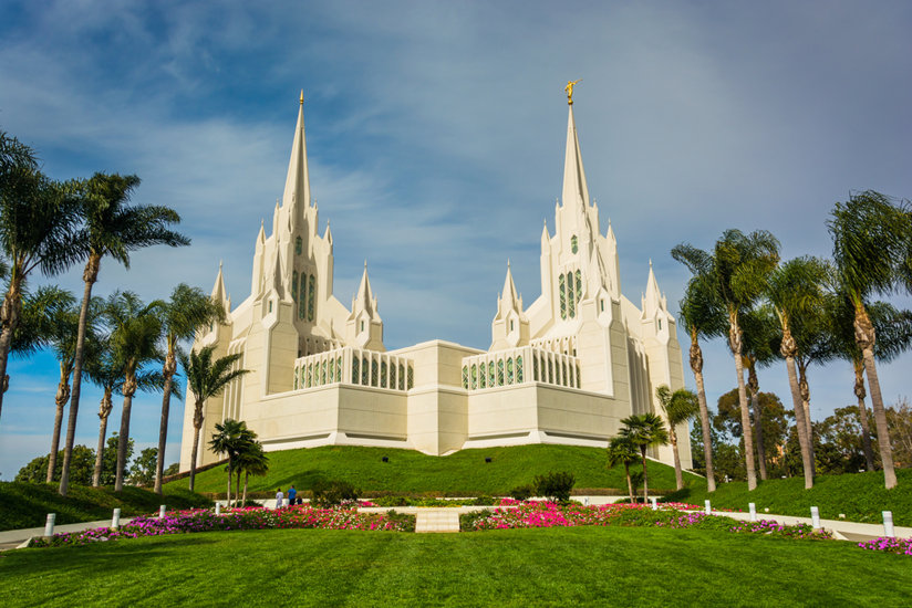 A white church and lawn