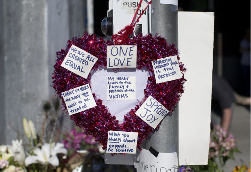 A heart at the vigil held for victims of the Portland stabbing. 