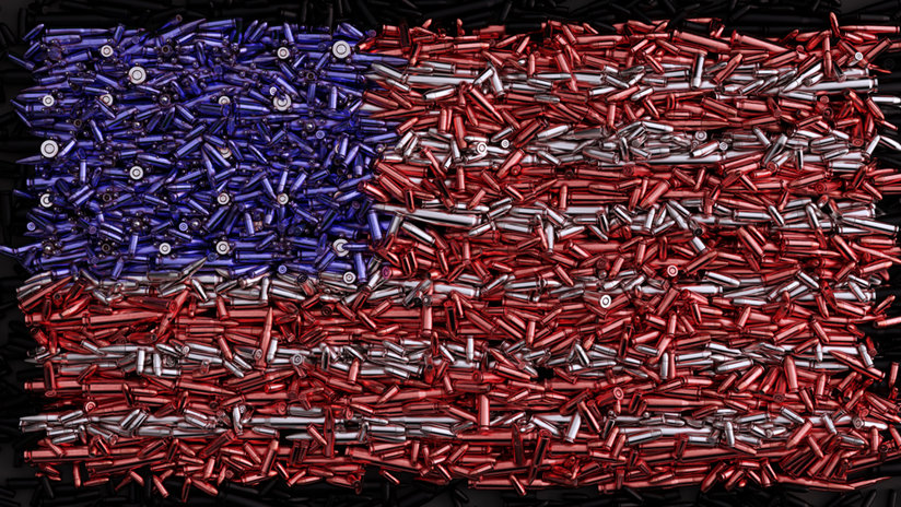 American flag made of bullets