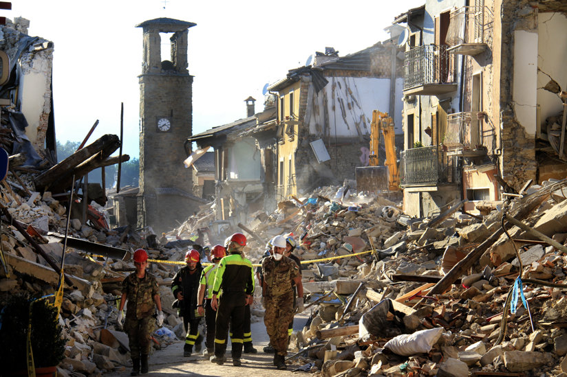 Rubble after an earthquake