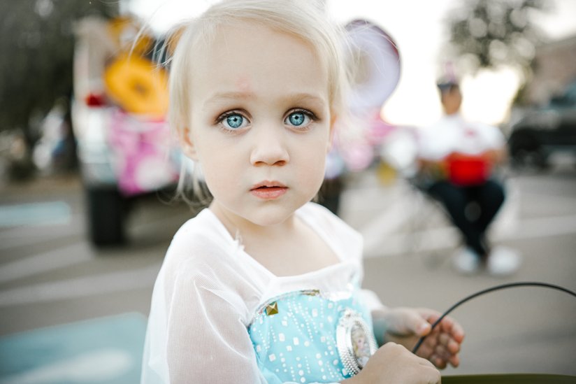 A little girl with blue eyes