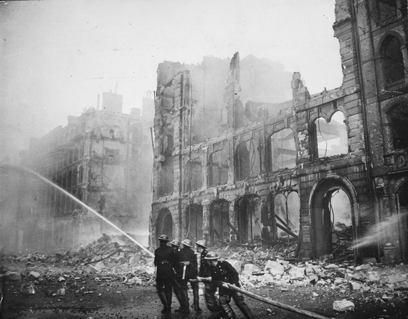 A scene in England after a German air raid
