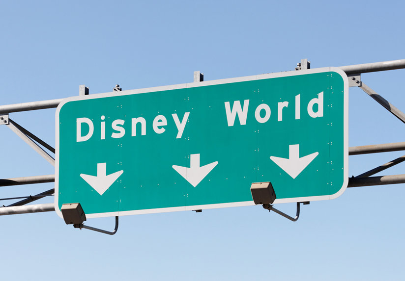 A sign for Disney World