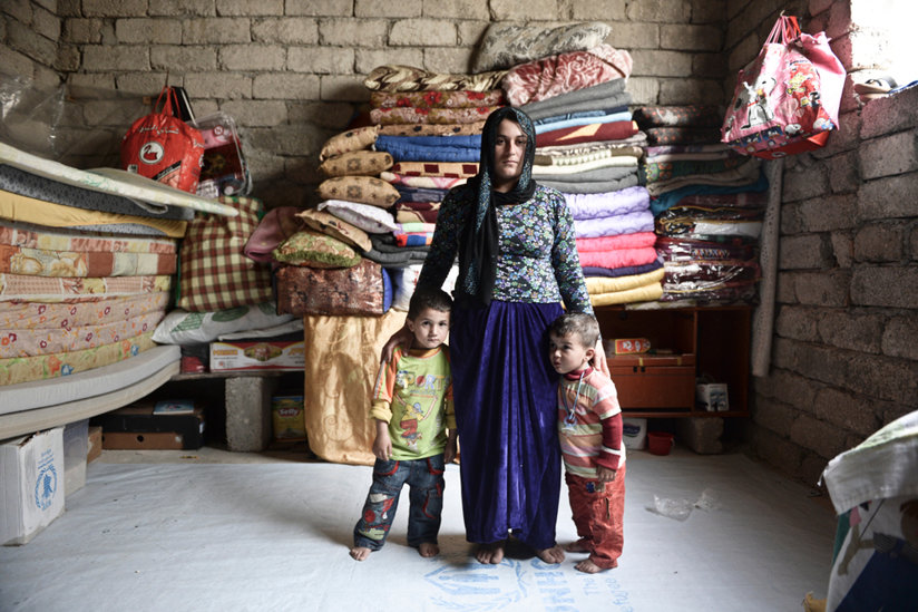 Woman with two children