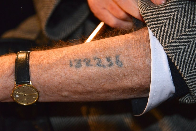 Numbers on a man’s arm