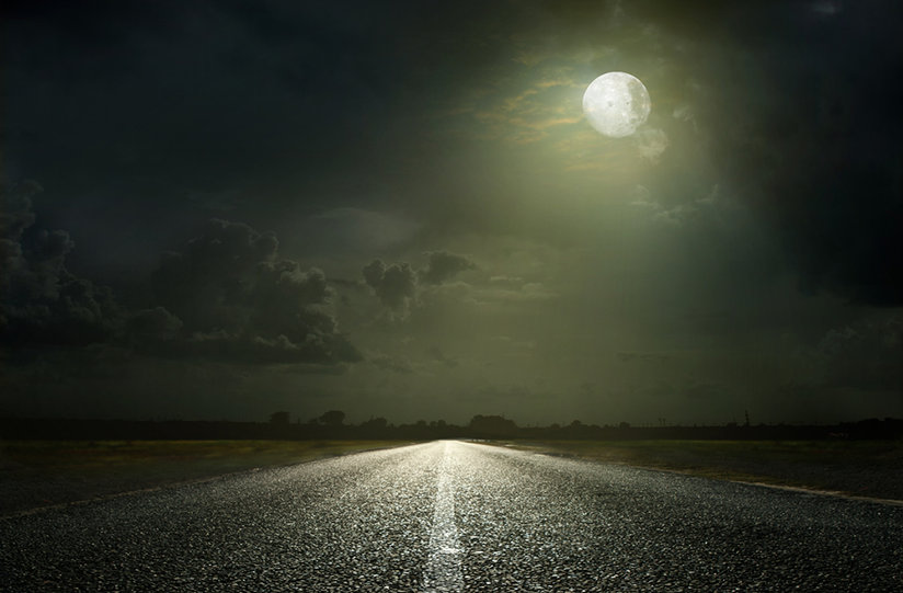 A moonlit road